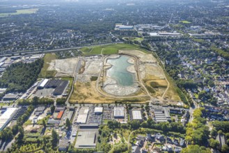 Aerial view of the former harness racing track Recklinghausen, on the A2 motorway, with northern