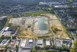 Aerial view of the former harness racing track Recklinghausen, on the A2 motorway, with northern