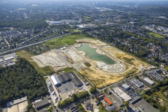 Aerial view of the former harness racing track Recklinghausen, on the A2 motorway, with northern