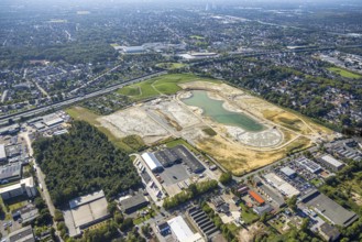 Aerial view of the former harness racing track Recklinghausen, on the A2 motorway, with northern