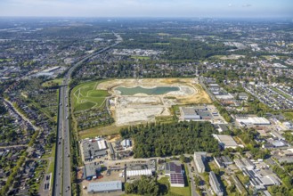 Aerial view of the former harness racing track Recklinghausen, on the A2 motorway, with northern