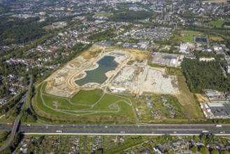 Aerial view of the former harness racing track Recklinghausen, on the A2 motorway, with northern