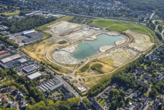 Aerial view of the former harness racing track Recklinghausen, on the A2 motorway, with northern