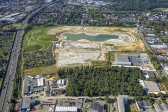 Aerial view of the former harness racing track Recklinghausen, on the A2 motorway, with northern