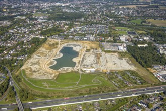 Aerial view of the former harness racing track Recklinghausen, on the A2 motorway, with northern