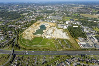 Aerial view of the former harness racing track Recklinghausen, on the A2 motorway, with northern
