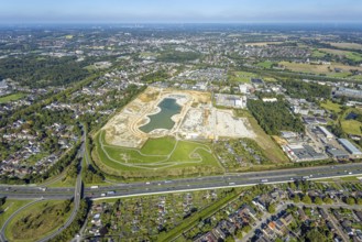 Aerial view of the former harness racing track Recklinghausen, on the A2 motorway, with northern