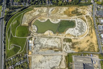 Aerial view of the former harness racing track Recklinghausen, on the A2 motorway, with northern