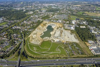 Aerial view of the former harness racing track Recklinghausen, on the A2 motorway, with northern