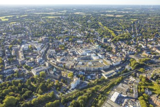 Aerial view, overview of the city centre of Recklinghausen with town hall, main station