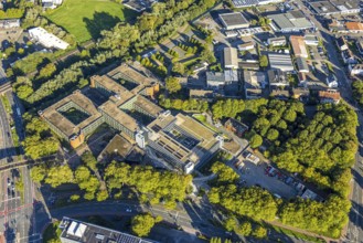 Aerial view, Recklinghausen district hall with new extension, Hillen, Recklinghausen, Ruhr area,