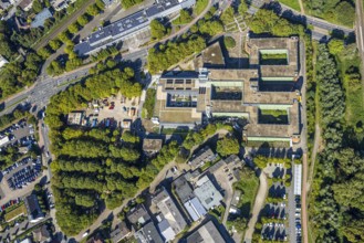 Aerial view, Recklinghausen district hall with new extension, Hillen, Recklinghausen, Ruhr area,