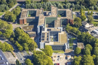 Aerial view, Recklinghausen district hall with new extension, Hillen, Recklinghausen, Ruhr area,