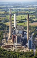 Aerial view, Voerde power plant, decommissioned coal-fired power plant, Möllen, Voerde, Ruhr area,