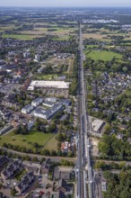 Aerial view, Voerde main station, construction site Steinstraße bridge, construction site