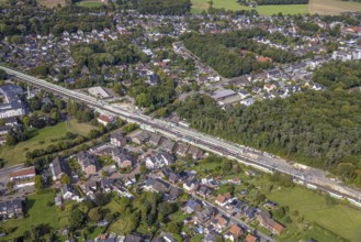 Aerial view, Voerde main station, construction site Steinstraße bridge, construction site