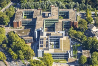 Aerial view, Recklinghausen district hall with new extension, Hillen, Recklinghausen, Ruhr area,