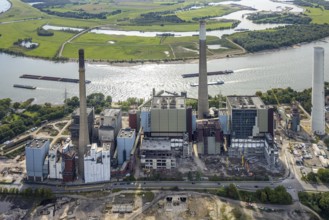 Aerial photograph, Voerde power station, decommissioned coal-fired power station on the Rhine,