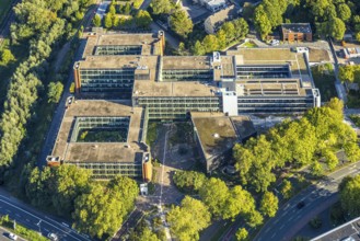 Aerial view, Recklinghausen district hall with new extension, Hillen, Recklinghausen, Ruhr area,