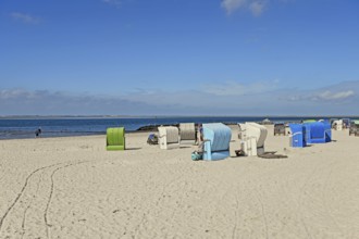 Guarded bathing beach at Utersum, Föhr, North Frisian Island, North Frisia, Schleswig-Holstein,