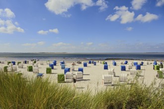 Guarded bathing beach at Utersum, Föhr, North Frisian Island, North Frisia, Schleswig-Holstein,