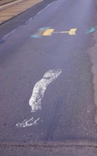 Symbolic image for the need to renovate transport infrastructure, road with faded markings, Germany