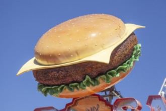 Hamburger as decoration at the Bremer Osterwiese folk festival, Bürgerweide, Bremen, Germany