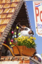 Easter bunny with flowers, decoration, figure at the Bremen Easter Fair, Bürgerweide, Bremen,