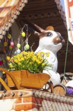 Easter bunny with flowers, decoration, figure at the Bremen Easter Fair, Bürgerweide, Bremen,