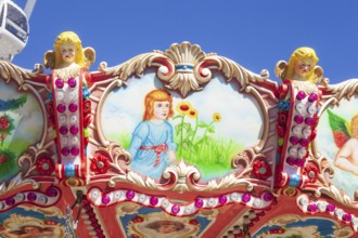 Chain carousel with decoration at the Bremen Easter Fair, Bürgerweide, Bremen, Germany