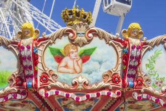 Chain carousel with decoration at the Bremen Easter Fair, Bürgerweide, Bremen, Germany
