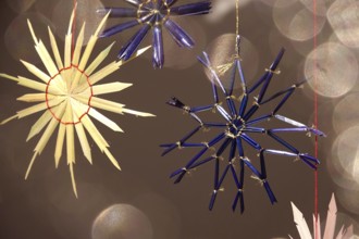 Christmas decoration, home-made straw stars, Germany