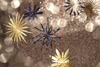 Christmas decoration, home-made straw stars, Germany