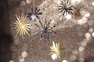 Christmas decoration, home-made straw stars, Germany