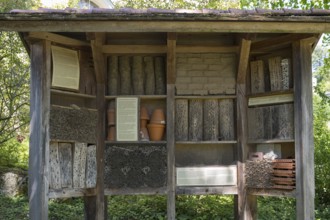 Insect hotel, nesting aids, Coburg, Upper Franconia, Franconia, Bavaria, Germany