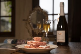 The Biscuit Rise de Reims is a crispy, airy, pink-coloured, very fragile patisserie speciality from