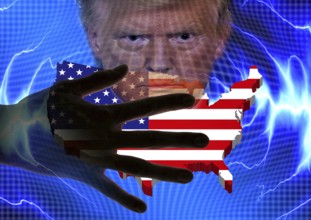 Symbolic image, governing with executive order, autocracy vs. democracy, US democracy in danger,
