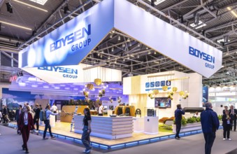 Exhibition stand of the automotive supplier Boysen. IAA MOBILITY in Munich. The Autoshow presents