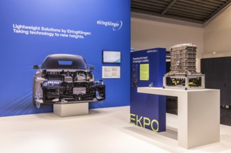 Exhibition stand of the automotive supplier Elringklinger. IAA MOBILITY in Munich. The motor show