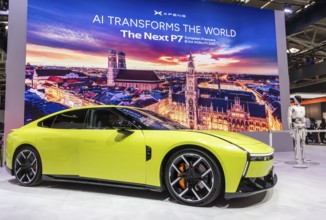 XPeng exhibition stand. With the XPeng P7, the Chinese are targeting sporty drivers. IAA MOBILITY