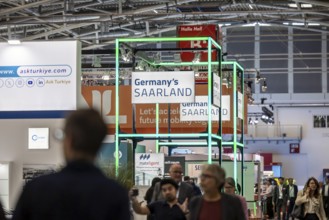 IAA MOBILITY in Munich. Exhibition stand of the federal state of Saarland. The motor show presents