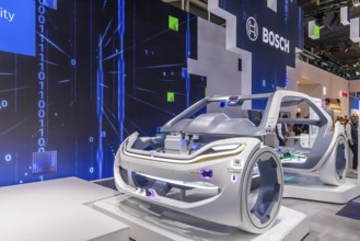 Exhibition stand of Bosch Automotive. IAA MOBILITY in Munich. The motor show presents itself as a