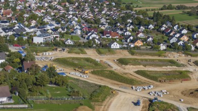 Development work for the new building area in the municipality of Mötzingen. 175 building plots are