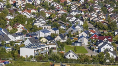 Residential area in the municipality of Mötzingen. Modern detached houses on generously sized plots