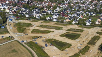 Development work for the new building area in the municipality of Mötzingen. 175 building plots are