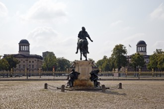 Equestrian statue of the Great Elector in the cour d'honneur of Charlottenburg Palace and the domes