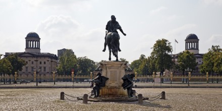 Equestrian statue of the Great Elector in the cour d'honneur of Charlottenburg Palace and the domes