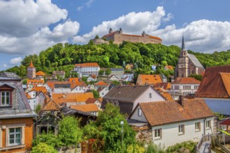 Old town view with the Plassenburg, beer town Kulmbach, Maintal, Upper Franconia, Franconia,