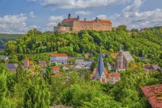 Old town view with the Plassenburg, beer town Kulmbach, Maintal, Upper Franconia, Franconia,