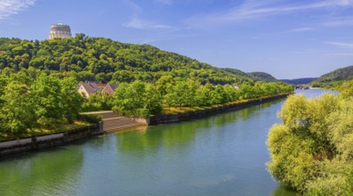 Liberation Hall above the Main-Danube Canal, Kelheim, Danube Valley, Lower Bavaria, Bavaria,